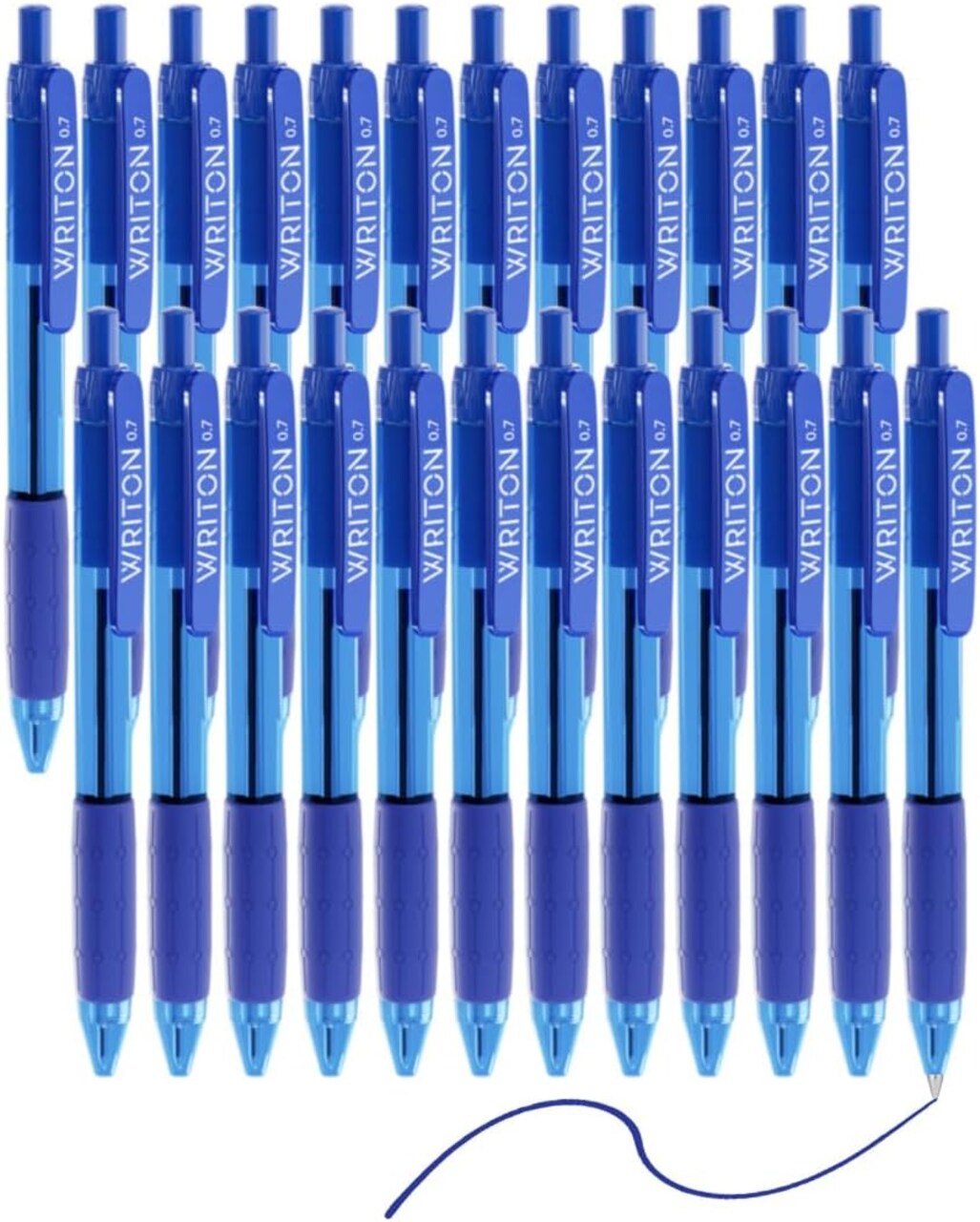 Retractable Blue Ballpoint Pens - 24-Pack Writing Pens - Comfortable Grip - 0.7mm Fine Point for Smooth Writing - Fast-Drying Ink Pen - Ball Point Pens - Modern School, Office Supplies